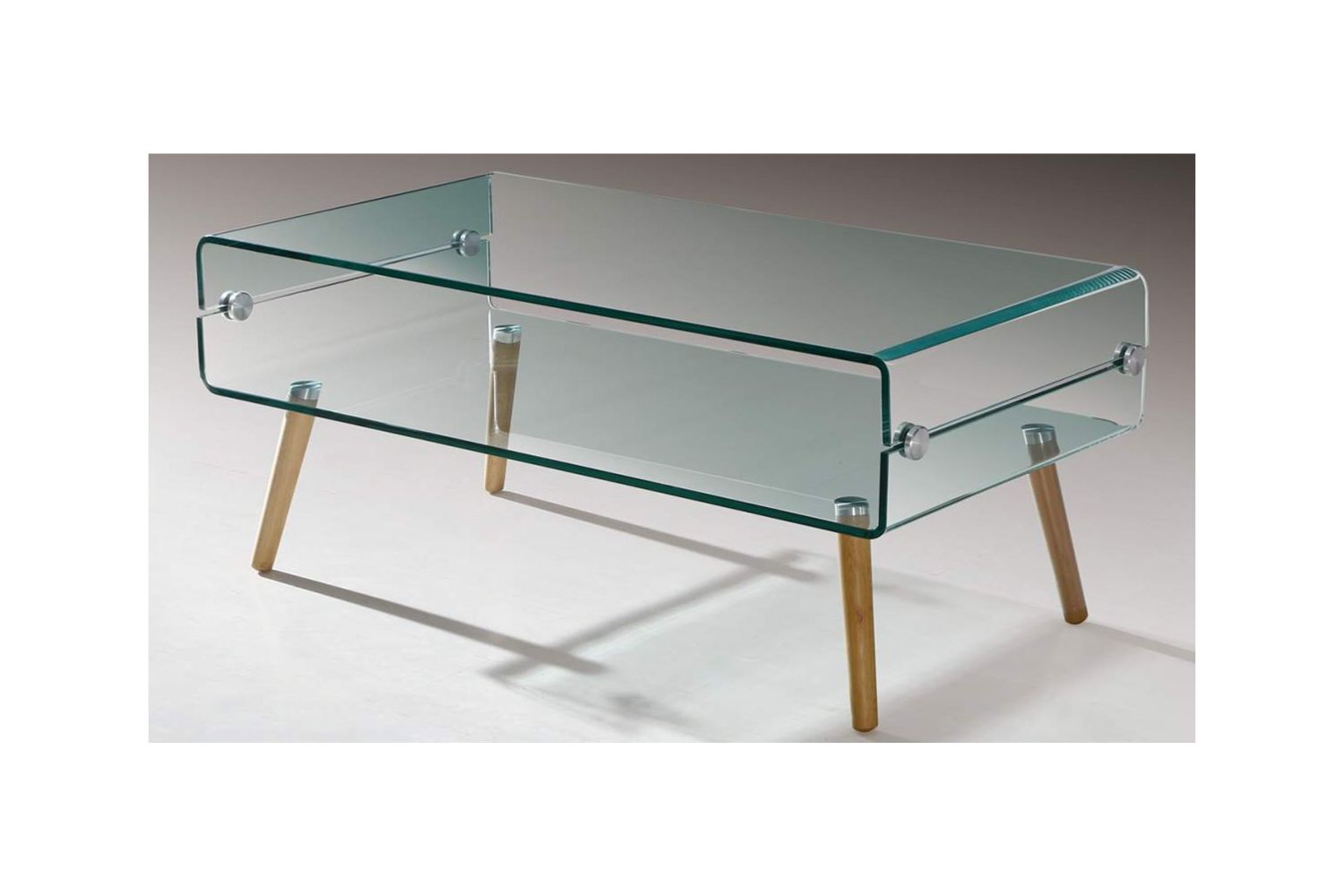 MURANO 110 Box Bent Glass Coffee Table with Wood Legs