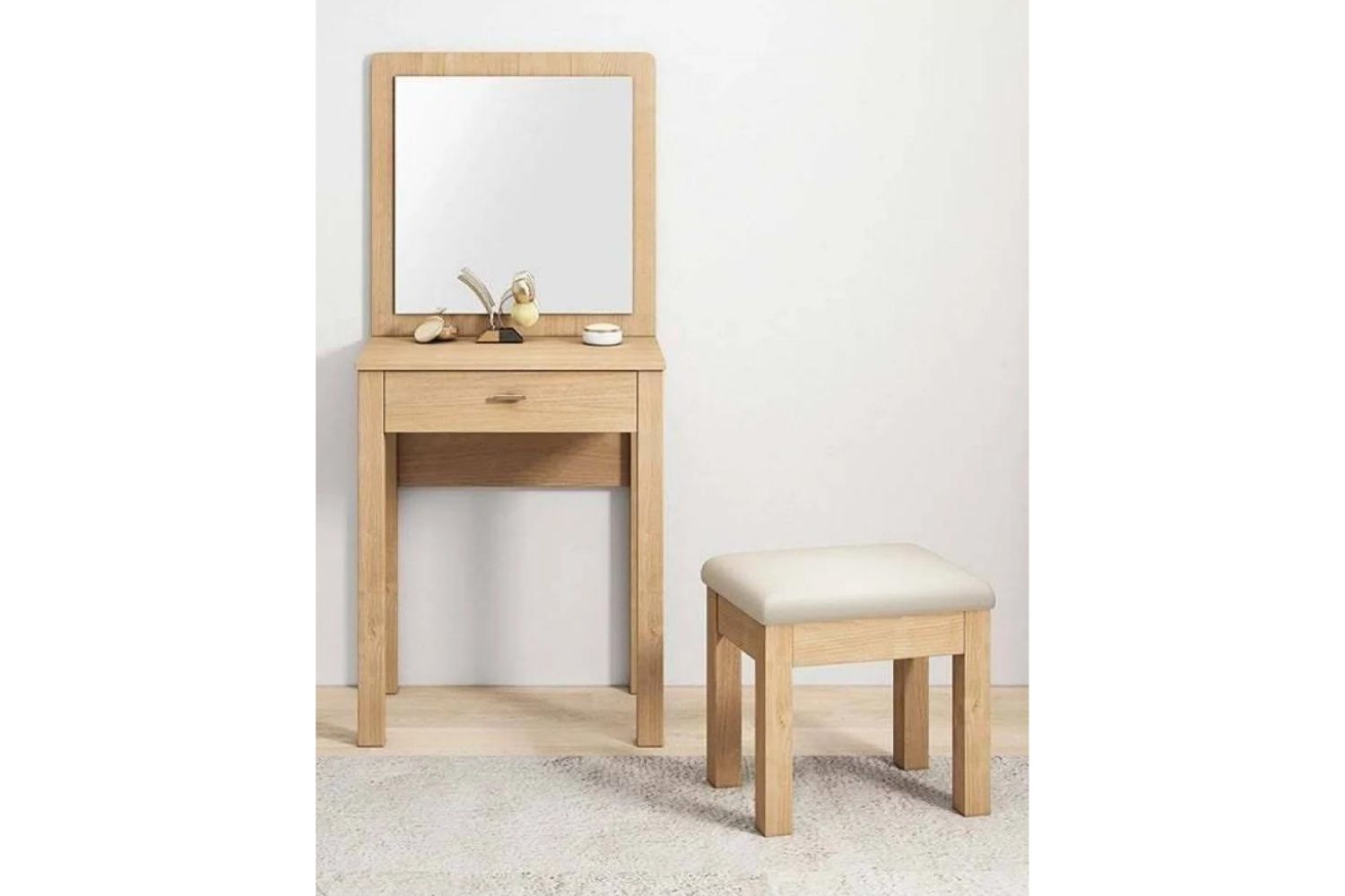 YORU Japanese Dressing Table with Mirror and Stool