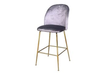 Picture of MILAN Velvet Barstool (Grey) - Each