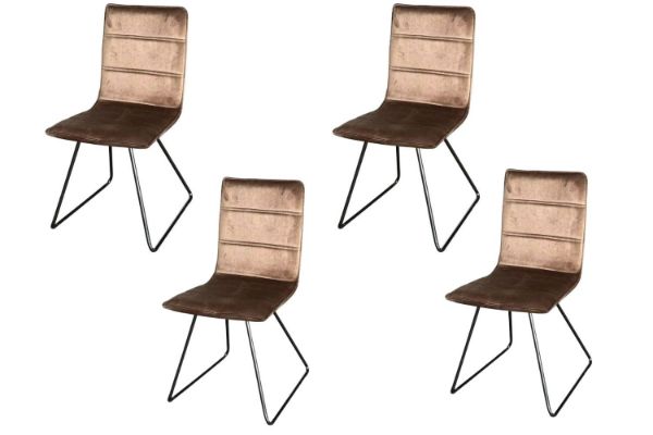 Picture of ZENITH Velvet High Back Dining Chair (Brown) - 4 Chairs in 1 Carton