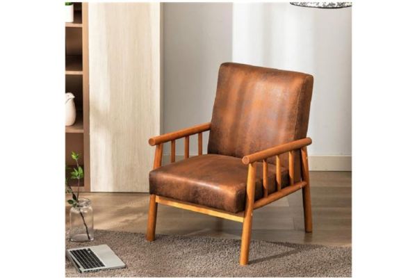 Picture of BARNHOUSE  Spotted Microfiber Armchair (Light Brown)