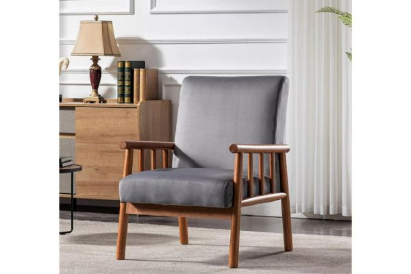 Picture of BARNHOUSE  Velvet Armchair (Grey)