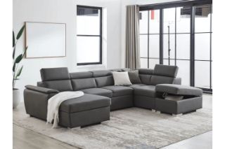 Picture of NOAH Sectional Pull Out Sofa bed (Dark Grey) - Chaise Facing Left