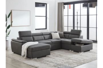 Picture of NOAH Sectional Pull Out Sofa bed (Dark Grey) - Chaise Facing Left