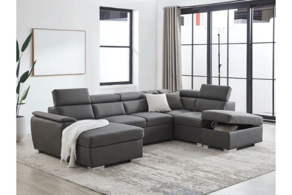 Picture of NOAH Sectional Pull Out Sofa bed (Dark Grey) - Chaise Facing Left