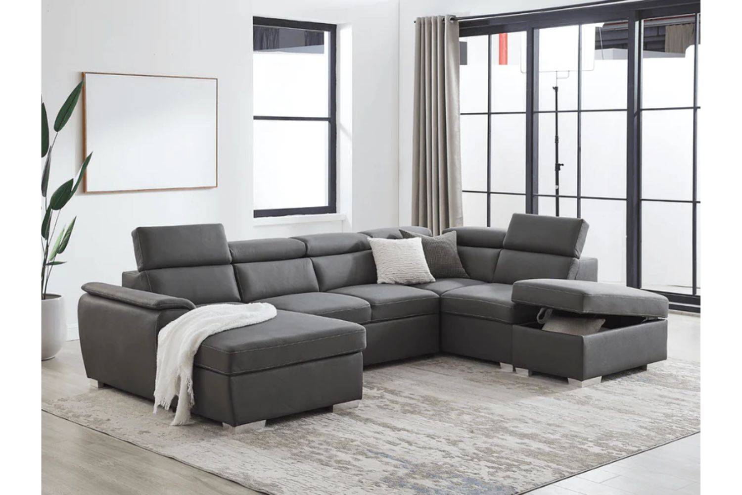 NOAH Sectional Pull Out Sofa bed (Dark Grey)