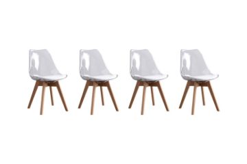 Picture of EFRON Dining Chair with White  Cushion (Clear) - 4 Chairs in 1 Carton