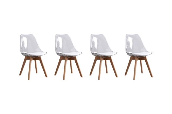 Picture of EFRON Dining Chair with White  Cushion (Clear) - 4 Chairs in 1 Carton