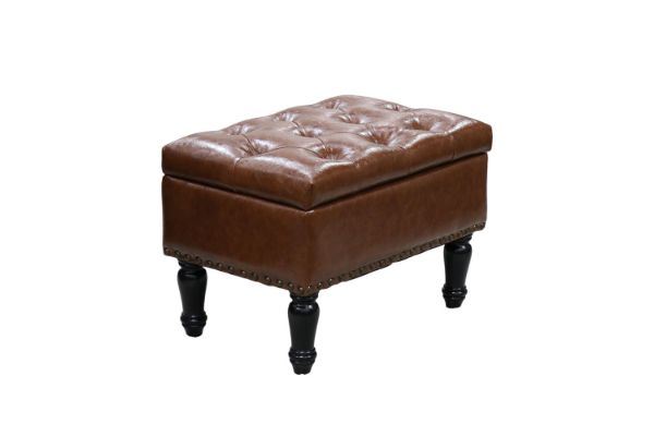 Picture of ROUX Faux Leather Storage Ottoman (Brown)