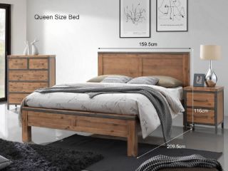 Picture of KANSAS Bedroom Combo in Super King Size (Acacia Wood) - 4PC Combo