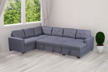 Picture of WINFLEX Fabric Sectional Pullout Sofa Bed (Grey)