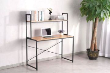 Picture of HENMAN 120 Work Desk with Top Shelf (Black)