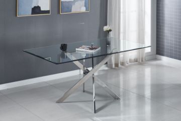 Picture of DALLAS 160 Glass top Stainless Dining Table (Silver)