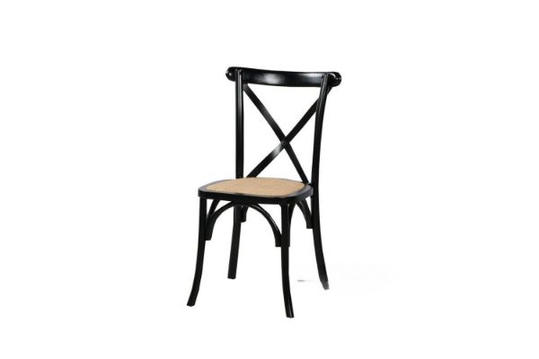 Picture of ALBION Solid Beech Cross Back Dining Chair with Rattan Seat (Black)