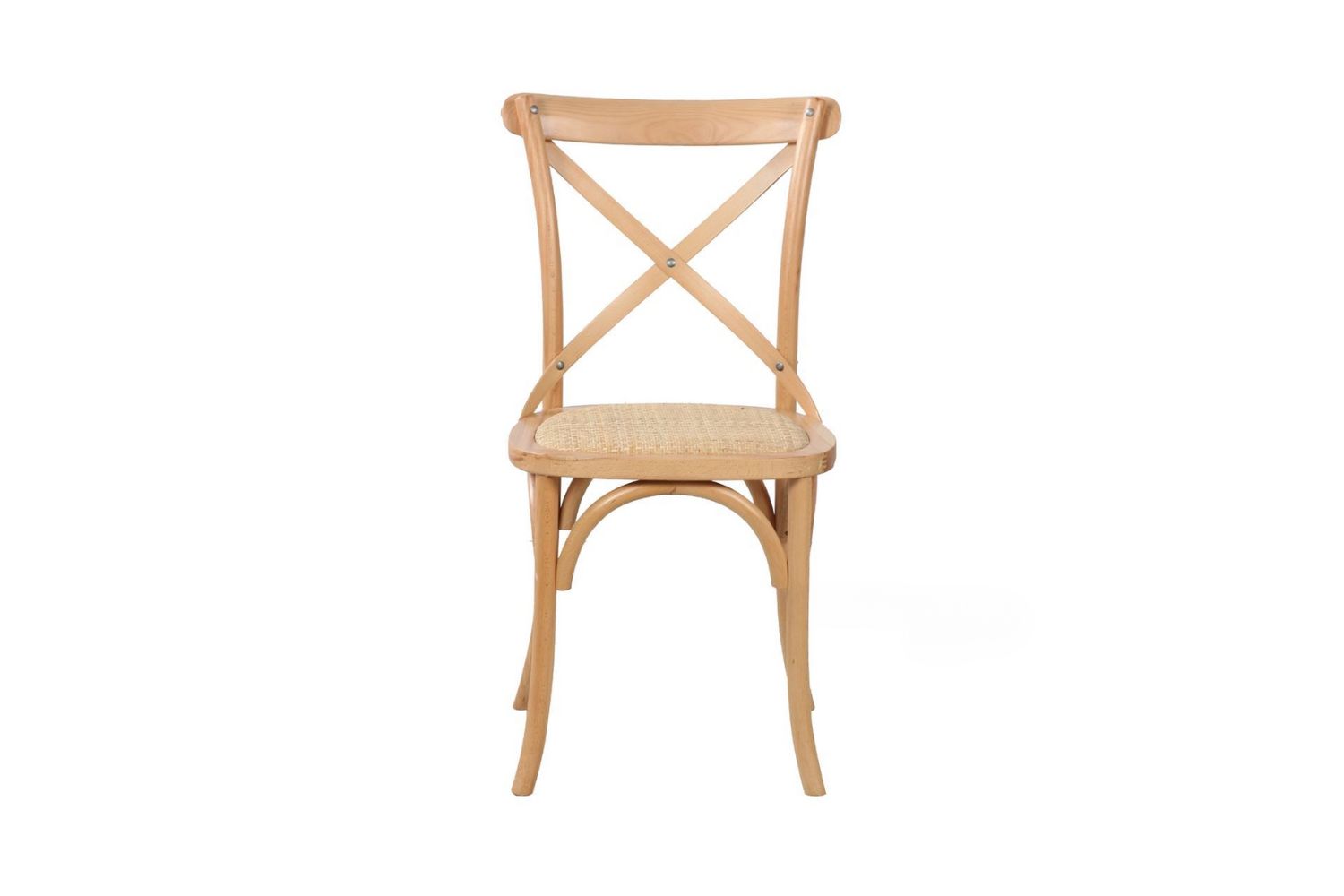 ALBION Solid Beech Cross Back Dining Chair with Rattan Seat (Natural