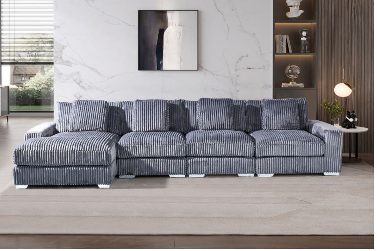 WINSTON Corduroy Velvet Modular Sofa (Grey)