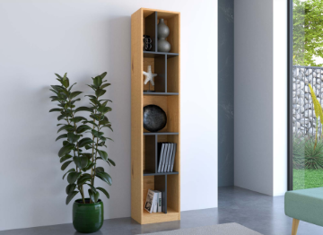 Picture of COLIN 210x43cm Wall System Solution Bookshelf (Oak and Grey)