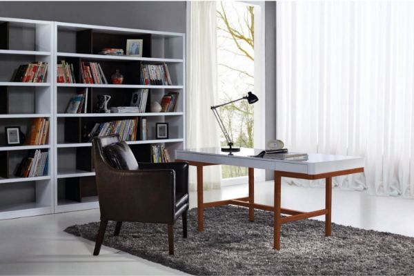 Picture of ARCTIC 165 High Gloss Solid Ash Wood Office Desk with 3 Drawers