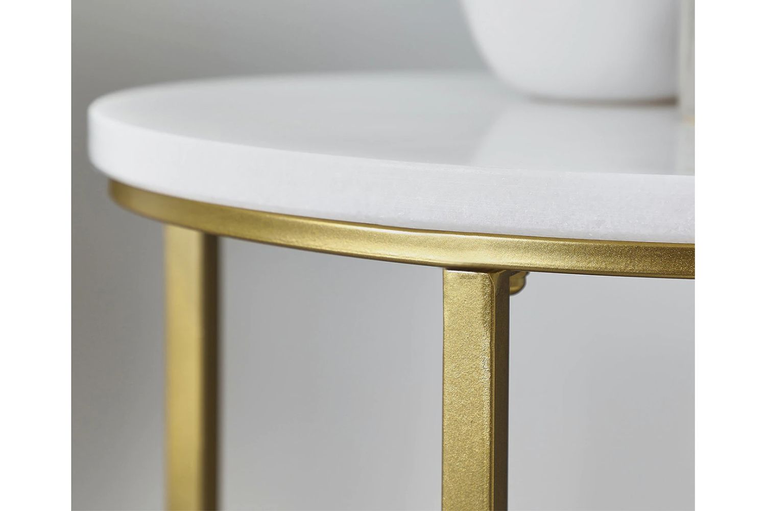 FIRA Round Marble Top End Table (White)