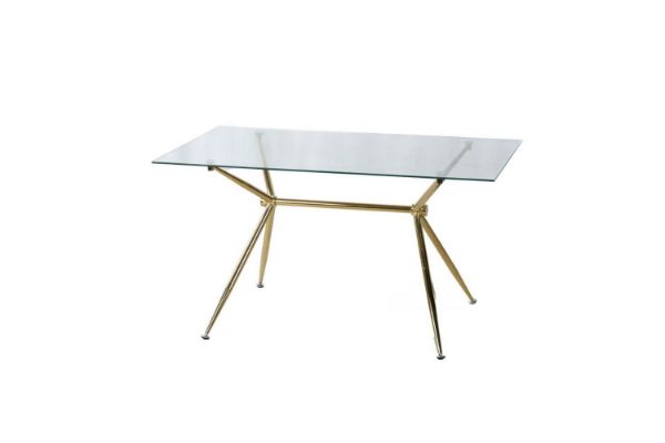 Picture of LASKY 140 Glass Top Gold Legs Dining Table