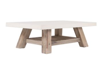 Picture of ANTON White Concrete on Solid Acacia Wood Coffee Table