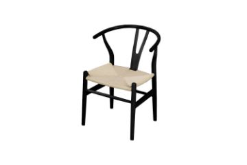 Picture of  WISHBONE Solid Beech Y Replica Chair (Black Frame-Beige Seat)