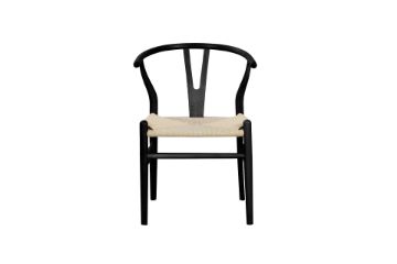Picture of  WISHBONE Solid Beech Y Replica Chair (Black Frame-Beige Seat)