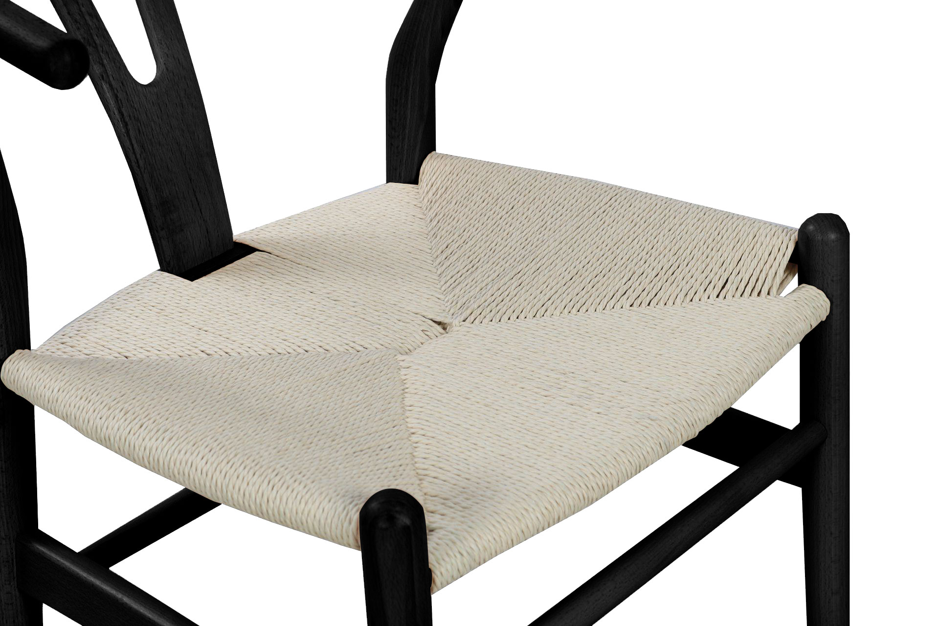 WISHBONE Solid Beech Y Replica Chair (Black FrameBeige Seat)