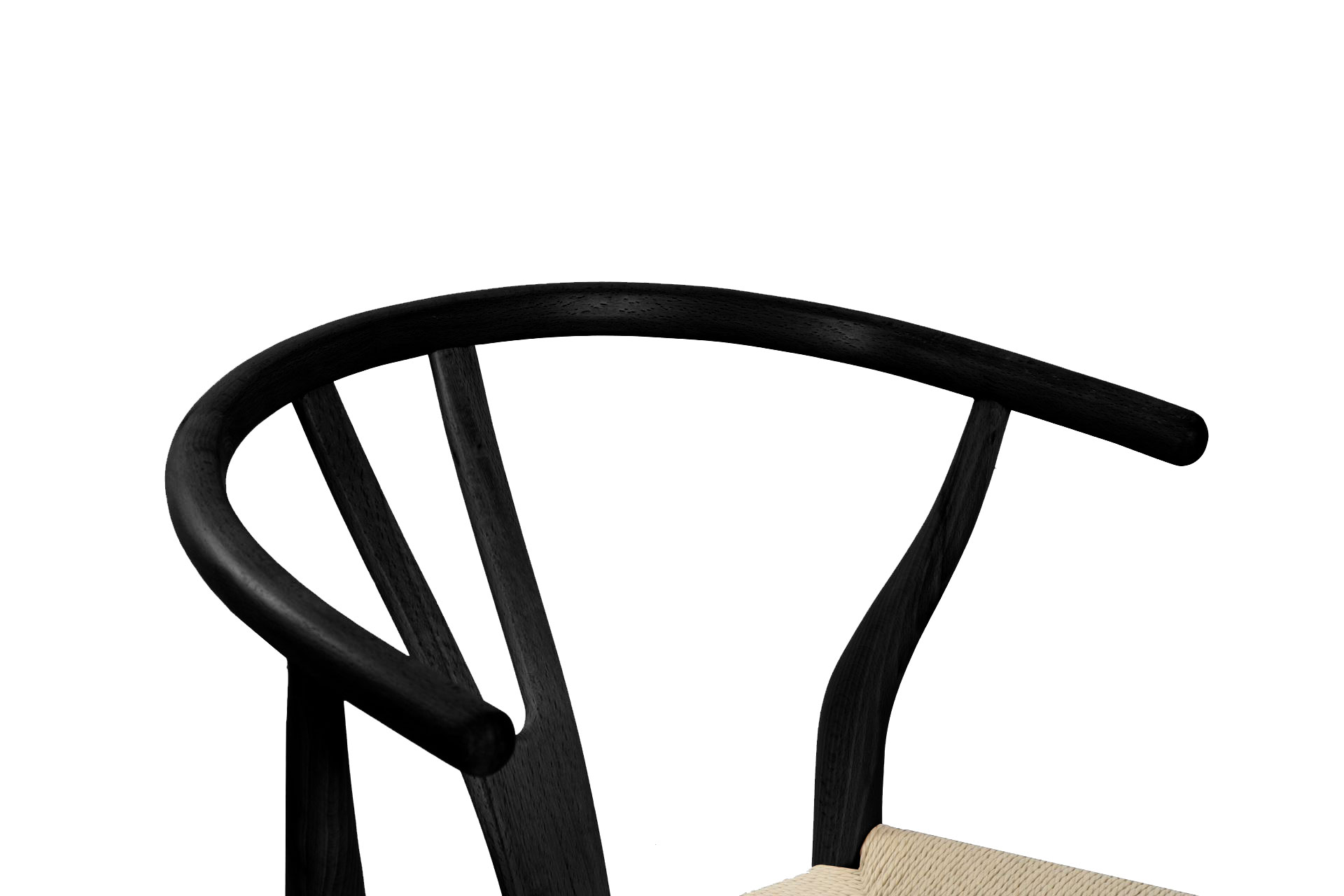 WISHBONE Solid Beech Y Replica Chair (Black FrameBeige Seat)