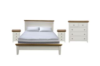 Picture of NOTTINGHAM Solid Oak Wood Bed Frame (White) - 4PC Queen 
