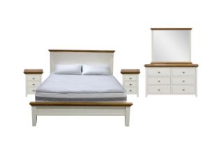 Picture of NOTTINGHAM Solid Oak Wood Bed Frame (White) - 5PC Queen