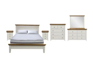 Picture of NOTTINGHAM Solid Oak Wood Bed Frame (White) - 6PC Queen