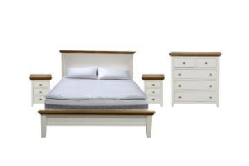 Picture of NOTTINGHAM Solid Oak Bedroom Combo Set (White) - 4PC Queen 