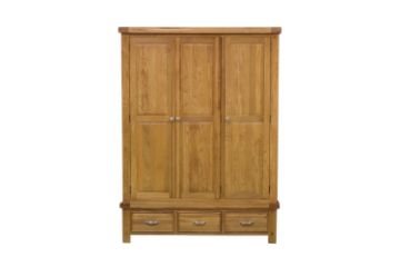 Picture of WESTMINSTER Solid Oak Wardrobe 3 Doors and 3 Drawers