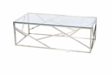 Picture of LELLA Rectangle Clear Glass Coffee Table (Silver)