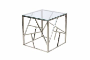 Picture of LELLA Square Clear Glass Side Table (Silver)