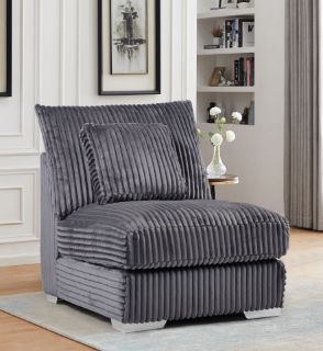 Picture of WINSTON Corduroy Velvet Modular Sofa (Grey) - Armless Chair