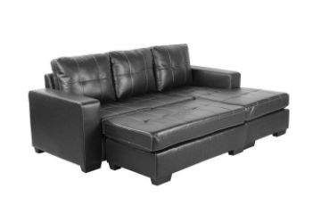 Picture of JESSIE Reversible Sectional Sofa/Sofa Bed with Ottoman (Black)
