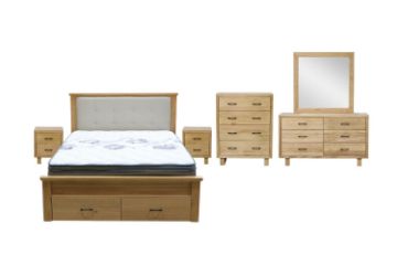 Picture of LYNWOOD 4PC/5PC/6PC Solid Tasmanian Oak Bedroom Set in Queen Size