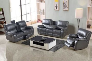 Picture of PASADENA Reclining Sofa Range in Air Leather (Grey)