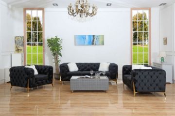 Picture of MANCHESTER 3/2/1 Seater Button-Tufted Velvet Fabric Sofa Range (Black)