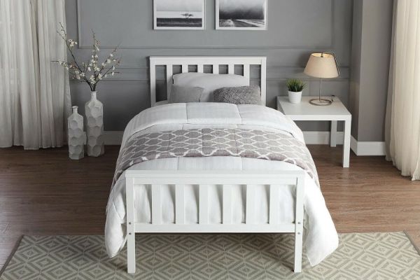 ANNA Pinewood Bed Frame in Single Size White