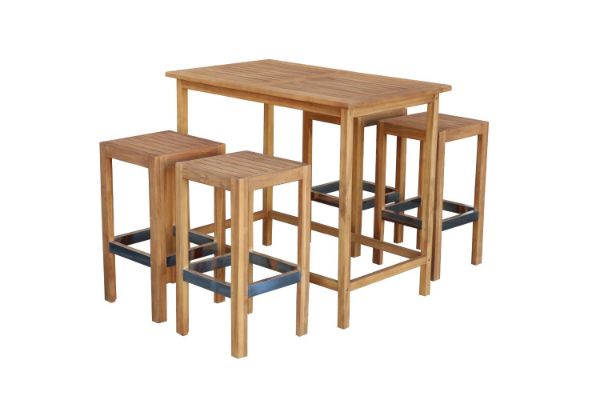 Picture of BALI Solid Teak Wood 5PC Outdoor Bar Set