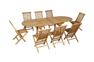 Picture of BALI Solid Teak Oval 180-240 Extension Dining Set - 9PC