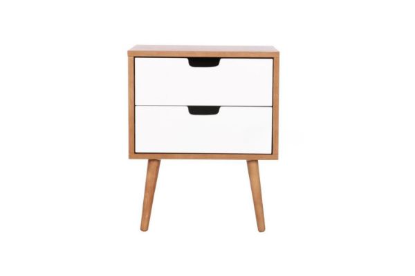 Picture of KINGSTON 2 Drawer Bedside Table (Oak and White)