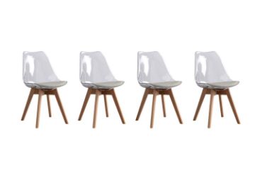 Picture of EFRON Dining Chair with Grey Cushion (Clear) - 4 Chairs in 1 Carton