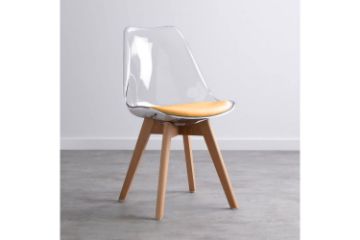 Picture of EFRON Dining Chair with Yellow Cushion (Clear)
