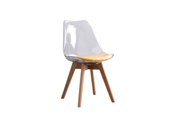 Picture of EFRON Dining Chair with Yellow Cushion (Clear) - (48x42x84)