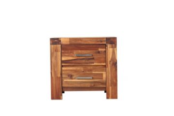 Picture of PHILIPPE Acacia Wood 2-Drawer Bedside Table (Rustic Java Colour)