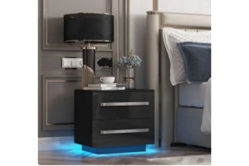 Picture of BLAKE LED 2-Drawer Bedside Table (Black)
